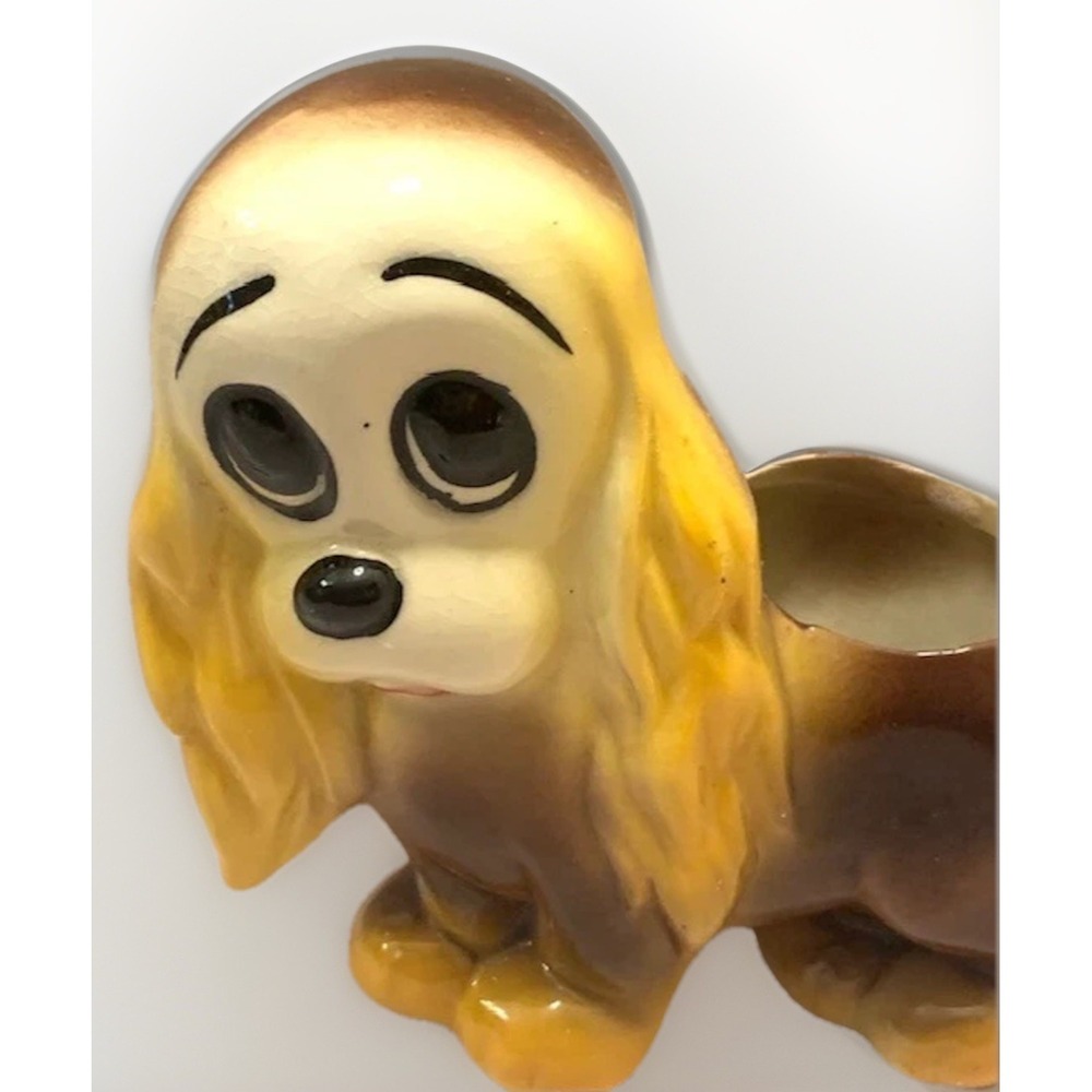 Vintage 1950s Ceramic Puppy Dog Planter Kitsch Baby's Room MCM Sweet Retro MCM